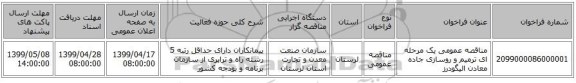 مناقصه عمومی یک مرحله ای ترمیم و روسازی جاده معادن الیگودرز