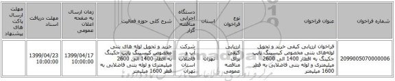 فراخوان ارزیابی کیفی خرید و تحویل لوله‌های بتنی مخصوص کیسینگ پایپ جکینگ به اقطار 1400 الی 2600 میلیمتری و لوله بتنی فاضلابی به قطر 1600 میلیمتر 