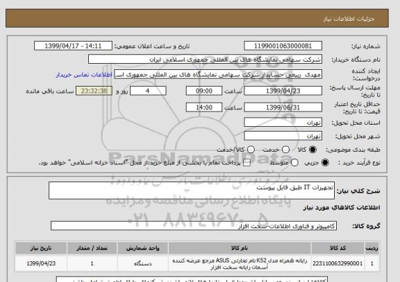 استعلام تجهیزات IT طبق فایل پیوست