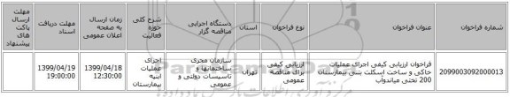 فراخوان ارزیابی کیفی اجرای عملیات خاکی و ساخت اسکلت بتنی بیمارستان 200 تختی میاندوآب