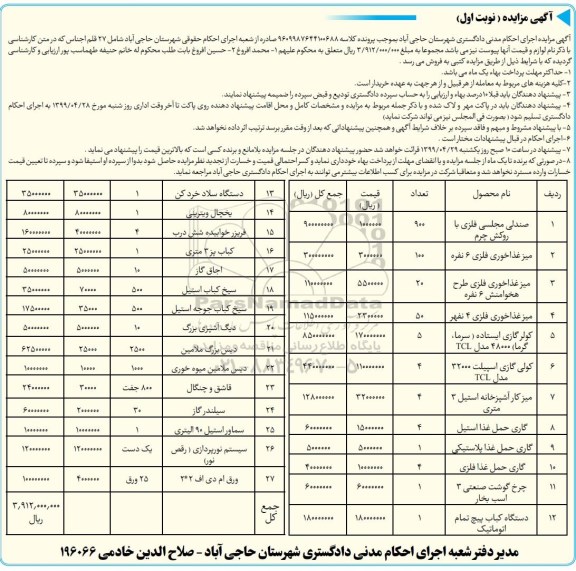 مزایده, مزایده صندلی مجلسی فلزی با روکش چرم و ....