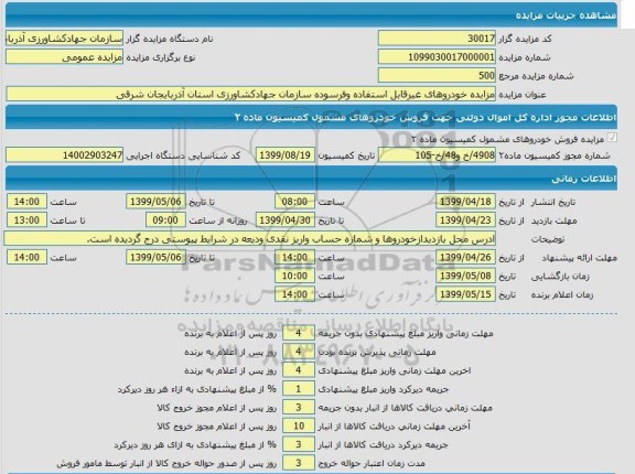 مزایده, مزایده خودروهای غیر قابل استفاده و فرسوده