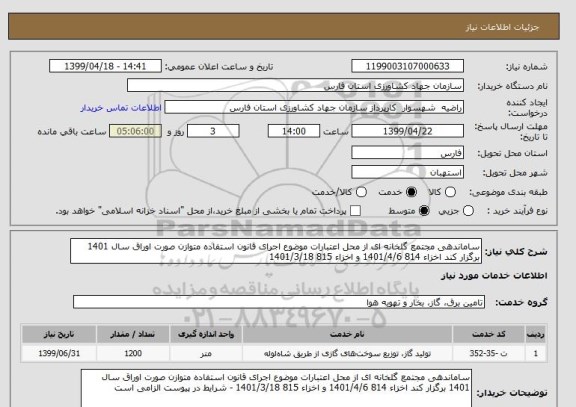استعلام ساماندهی مجتمع گلخانه ای از محل اعتبارات موضوع اجرای قانون استفاده متوازن صورت اوراق سال 1401 برگزار کند اخزاء 814 1401/4/6 و اخزاء 815 1401/3/18 