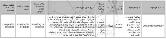 مناقصه عمومی یک مرحله ای تجویز ، قالب گیری ، تعمیر و ارائه خدمات جانبی سمعک نظیر باطری و وکس گارد