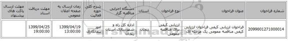 فراخوان ارزیابی کیفی فراخوان ارزیابی کیفی مناقصه عمومی یک مرحله ای 