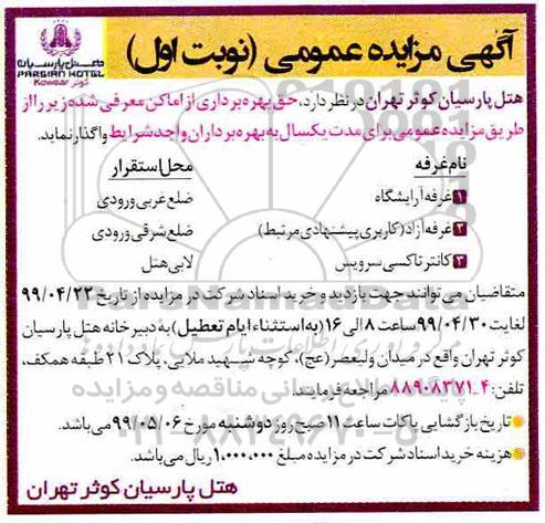 مزایده عمومی, مزایده حق بهره برداری از اماکن