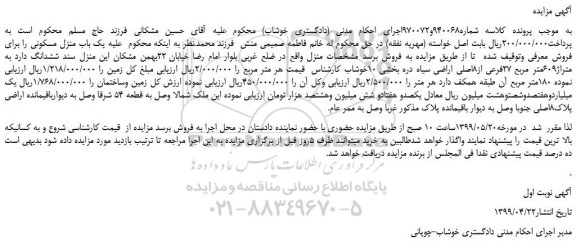 مزایده، مزایده فروش ملک 