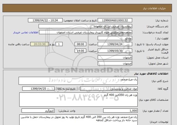 استعلام ران مرغ منجمد