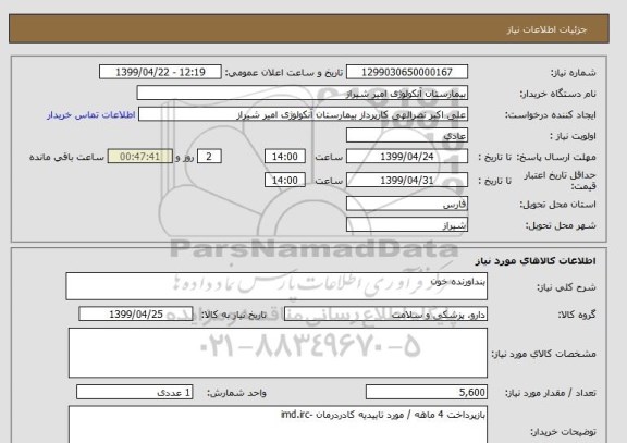 استعلام بنداورنده خون 