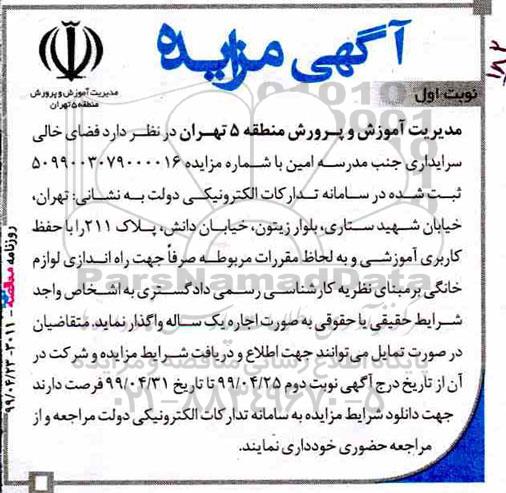 مزایده , مزایده فضای خالی سرایداری 