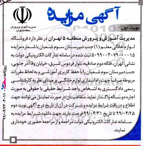 مزایده , مزایده فروشگاه لوازم خانگی
