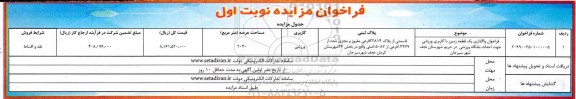 آگهی مزایده مزایده واگذاری یک قطعه زمین با کاربری ورزشی 2040 مترمربع نوبت اول