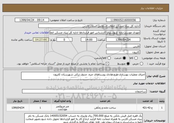 استعلام اجرای عملیات بهسازی طرح هادی روستاهای جره، جدول ترکی شهرستان کازرون