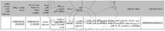 خرید خدمات مشاوره انجام عملیات تصویربرداری با استفاده از سیستم پهباد فتوگرامتری و تولید و بهنگام رسانی نقشه توپوگرافی در مقیاس یک به هزار 