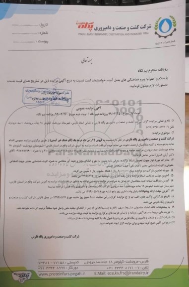 مزایده عمومی, مزایده فروش 25 راس دام درجه یک گاو خشک 