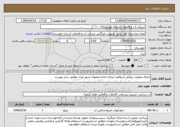 استعلام اجرای عملیات روکش آسفالت خیابان-جاده اصفهان شهر ایذه. مطابق سند پیوست
