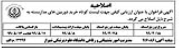 اصلاحیه فراخوان تهیه لیست کوتاه خرید دوربین مداربسته 