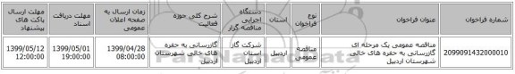 مناقصه عمومی یک مرحله ای گازرسانی به حفره های خالی شهرستان اردبیل 
