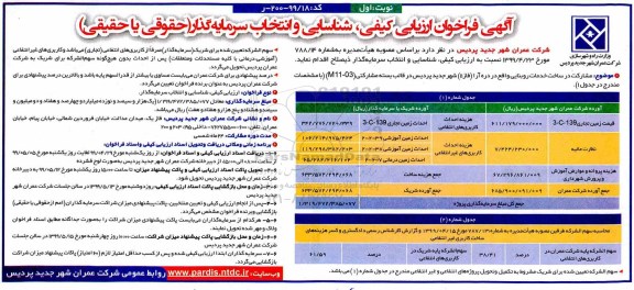 آگهی فراخوان ارزیابی ، فراخوان ارزیابی کیفی و شناسایی و انتخاب سرمایه گذار 