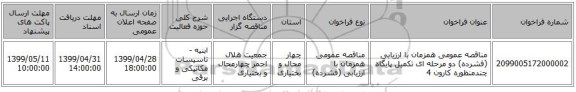 مناقصه عمومی همزمان با ارزیابی (فشرده) دو مرحله ای تکمیل پایگاه چندمنظوره کارون 4 