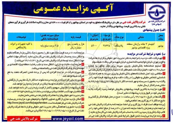 مزایده ، مزایده واگذاری پالایشگاه 