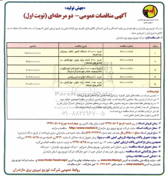 آگهی مناقصات عمومی , مناقصه خرید 41.000 دستگاه کنتور تکفاز دیجیتال چند تعرفه ...