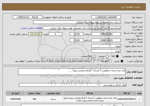 استعلام قند حبه بسته سلفونی 2 عددی 7 g نام تجارتی صپیتا