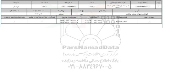 آگهی مزایده ، مزایده زمین صنعتی عرصه 2040.04
