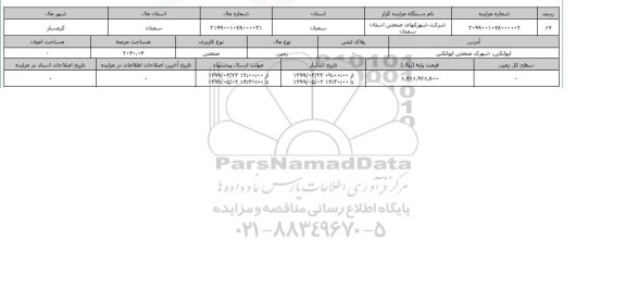 آگهی مزایده ، مزایده زمین صنعتی عرصه 2040.04