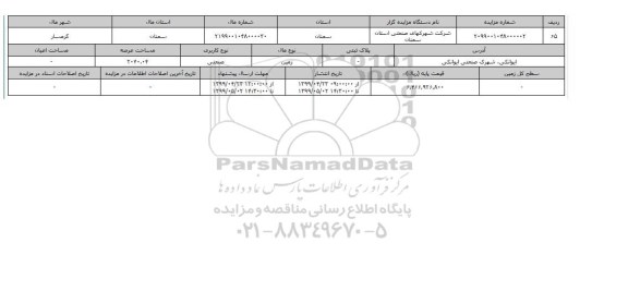 آگهی مزایده ، مزایده زمین صنعتی عرصه 2040.04