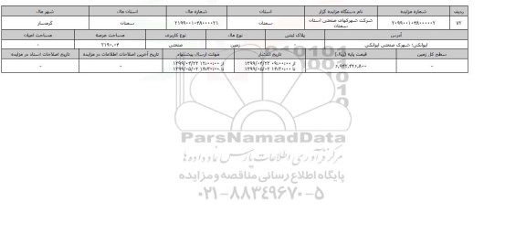آگهی مزایده مزایده زمین صنعتی عرصه 2190.04