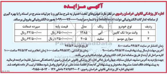 مزایده خودروهای تحت اختیار