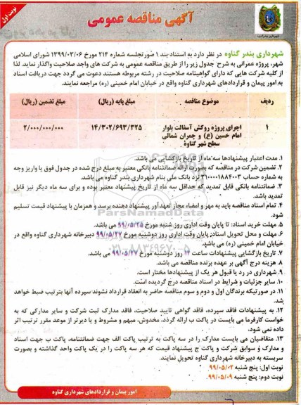 مناقصه،مناقصه اجرای پروژه روکش آسفالت 