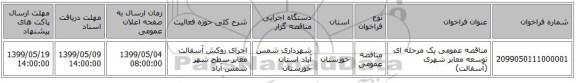 مناقصه عمومی یک مرحله ای توسعه معابر شهری (آسفالت)