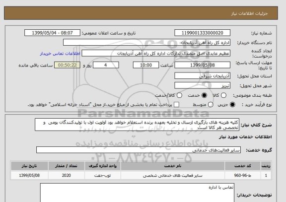 استعلام کلیه هزینه های بارگیری ارسال و تخلیه بعهده برنده استعلام خواهد بود اولویت اول با تولیدکنندگان بومی  و تخصصی هر کالا است 