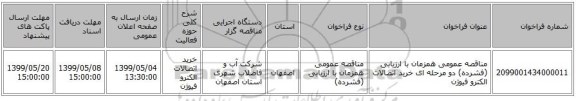 مناقصه عمومی همزمان با ارزیابی (فشرده) دو مرحله ای خرید اتصالات الکترو فیوژن 
