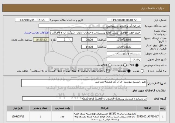 استعلام طبق لیست پیوست  ایران کد مشابه میباشد
