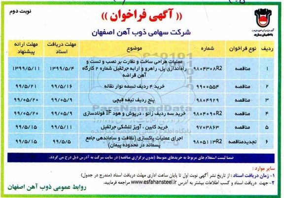 مناقصه ، مناقصه عملیات طراحی ساخت و نظارت بر نصب و تست  و...نوبت دوم 