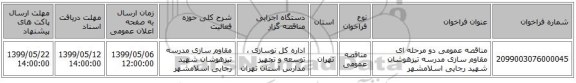 مناقصه عمومی دو مرحله ای مقاوم سازی مدرسه تیزهوشان شهید رجایی اسلامشهر