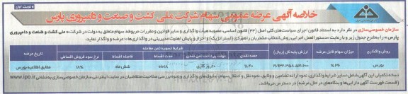 خلاصه آگهی عرضه عمومی سهام