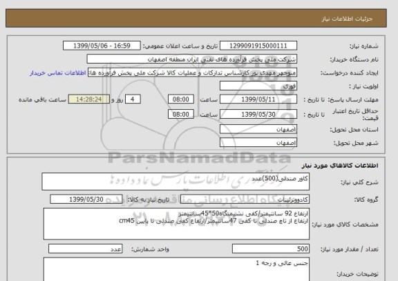 استعلام کاور صندلی(500)عدد