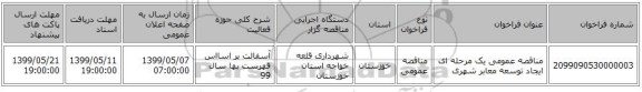 مناقصه عمومی یک مرحله ای ایجاد توسعه معابر شهری