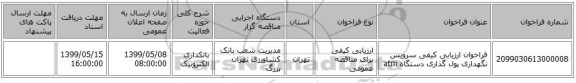 فراخوان ارزیابی کیفی سرویس نگهداری پول گذاری دستگاه atm
