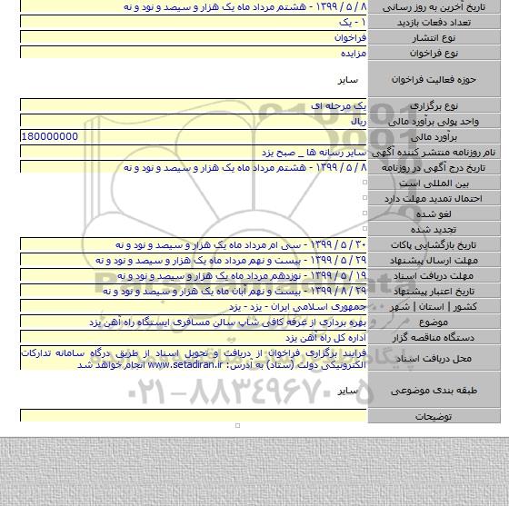 بهره برداری از غرفه کافی شاپ سالن مسافری ایستگاه راه آهن یزد