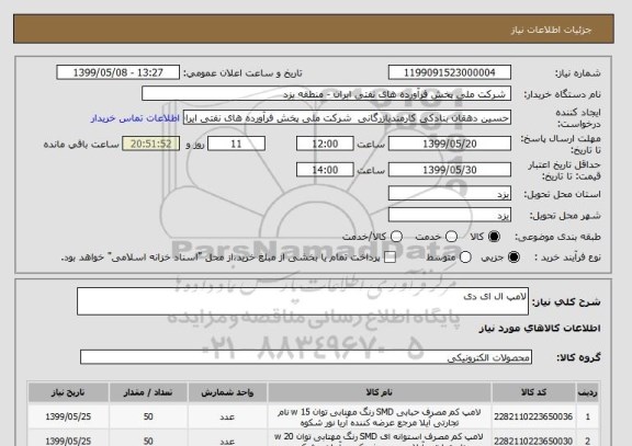 استعلام لامپ ال ای دی , سامانه ستاد