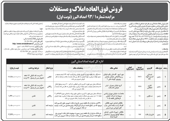 مزایده مزایده فروش املاک مسکونی و تجاری اداری