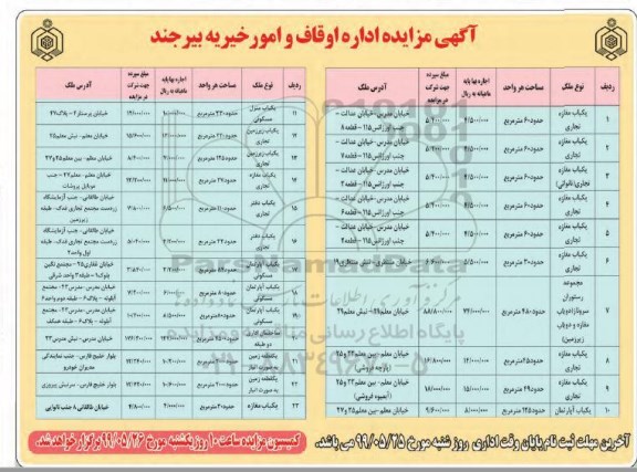 مزایده, مزایده یکباب مغازه تجاری...