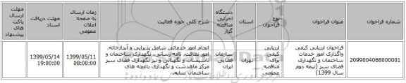 فراخوان ارزیابی کیفی واگذاری امور خدمات ساختمان و نگهداری فضای سبز (نیمه دوم سال 1399)