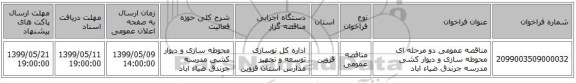 مناقصه عمومی دو مرحله ای محوطه سازی و دیوار کشی مدرسه جرندق ضیاء اباد