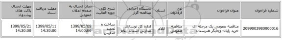 مناقصه عمومی یک مرحله ای خرید رایانه وچاپگر هنرستان